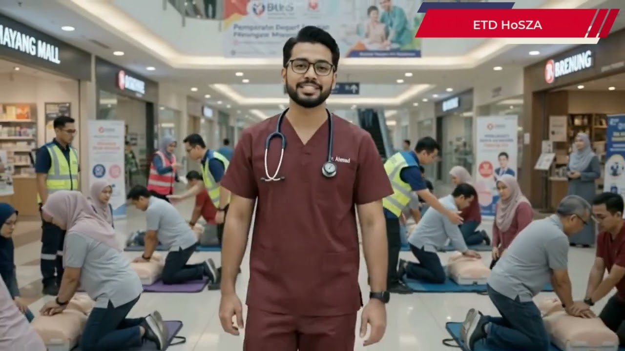 Peserta berlatih CPR pada manikin di Mayang Mall bersama pasukan ETD HoSZA